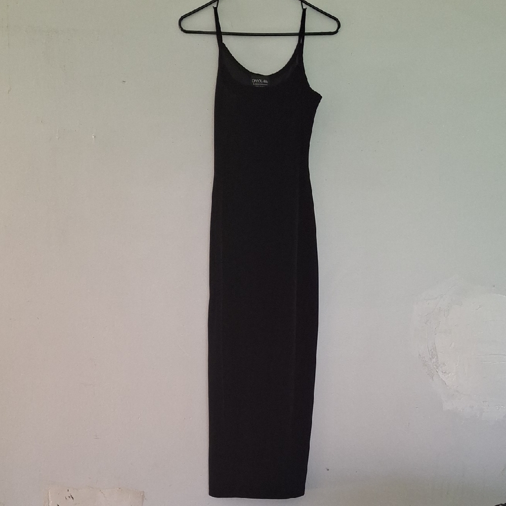 Onyx Nite Black Slip Maxi Dress with Thin Straps